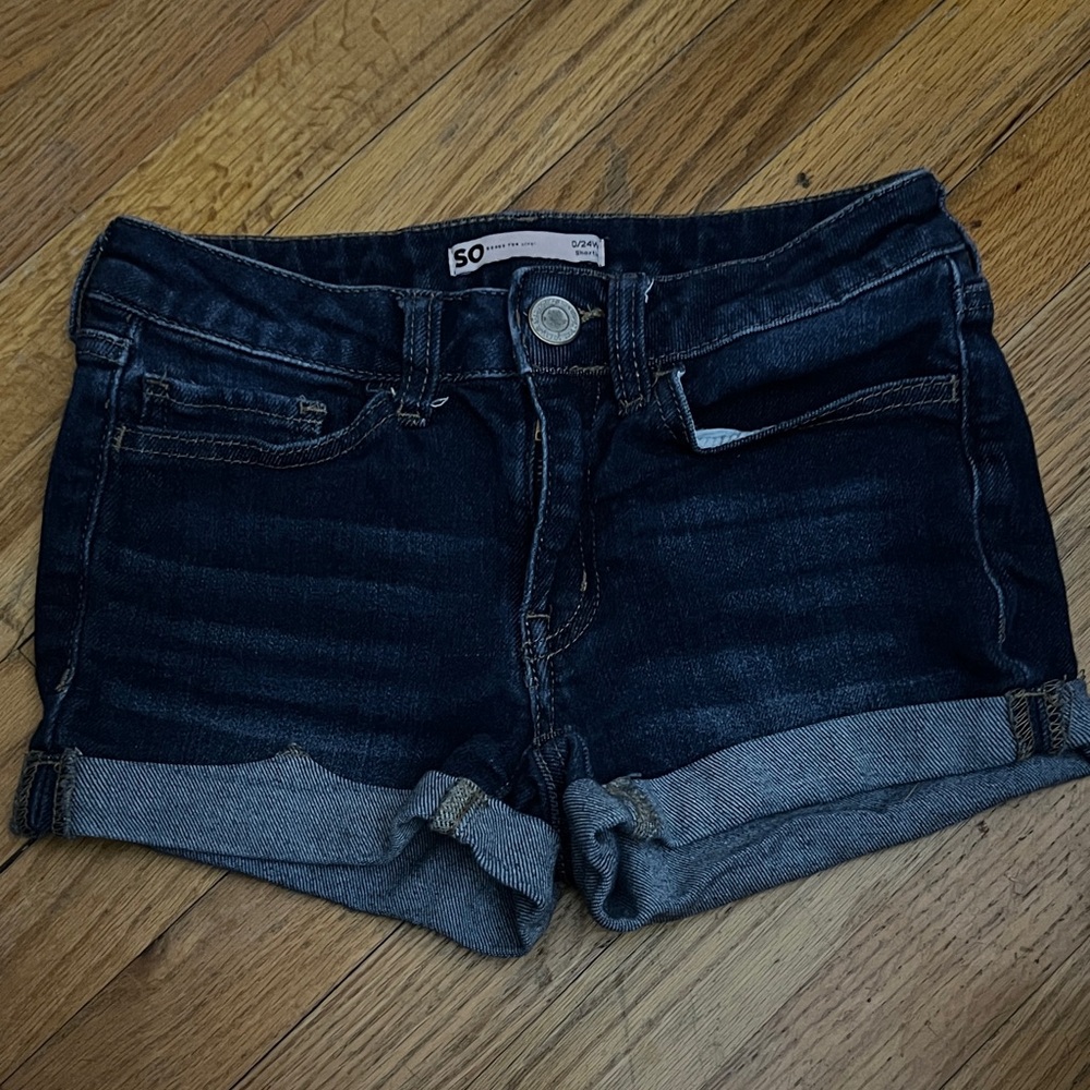 SO Dark Blue Denim Juniors Shorts Sz 0